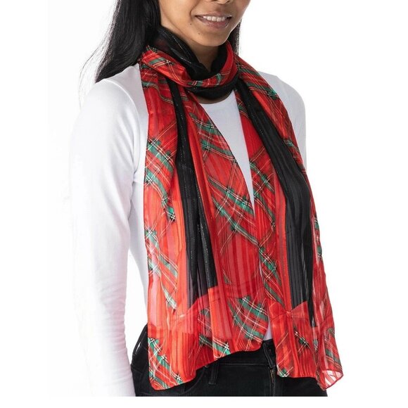Giani Bernini All Wrapped Up Holiday Oblong Scarf, Red/Green Plaid, One Size - Picture 1 of 3